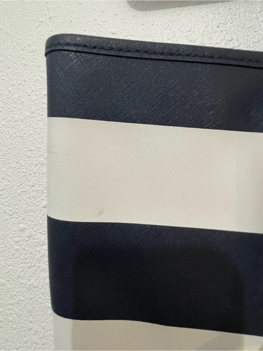Michael Kors Nautical Navy Blue and White Striped Tote bucket hand bag clean